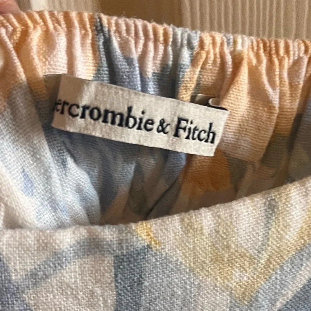 Abercrombie & Fitch Charlie linen maxi dress pastel yellow and blue size M Tall